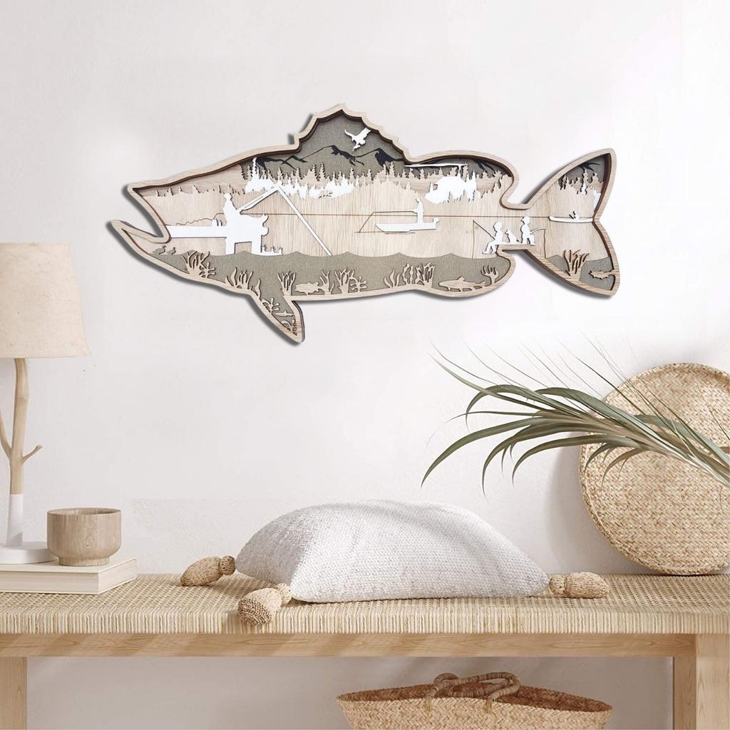 3D Wall Room Indoor Outdoor Decor Art Multi-Layered Wood Art - Widelife Nature Mountain Landscape for House Warming Birthday Christmas Gifts Display