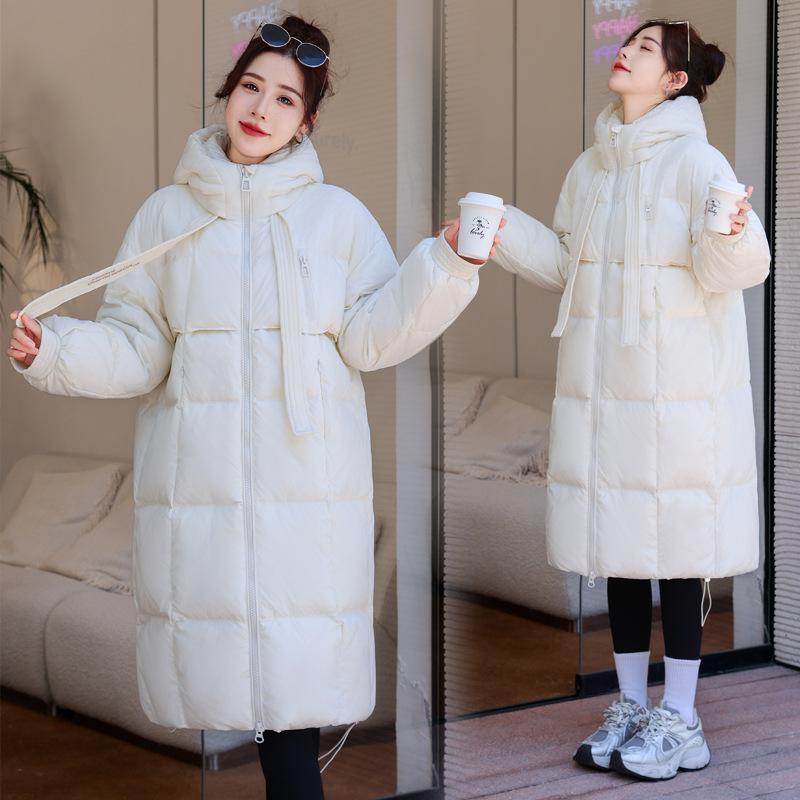 Thickened Down Cotton Coat, Women's Long Knee-length Korean Style Loose Cotton Coat, Winter New Cotton Coat