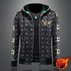 Winter New Velvet Thickened Men's Hooded Jacket Trendy Fashion Printed Casual Warm Jacket 9555Y