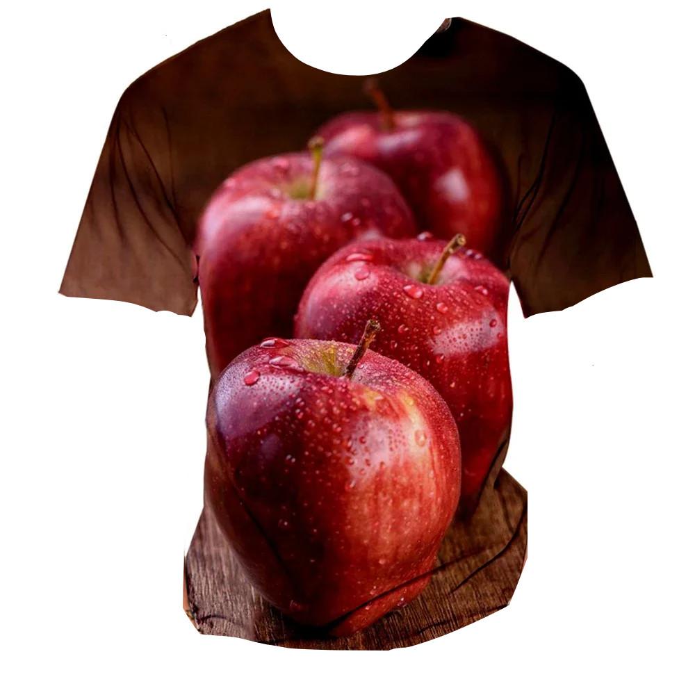 Apple Fruit 3D Print Kids Short Sleeve Tee Round Neck Daily Weekend Outdoor Gathering Casual Top