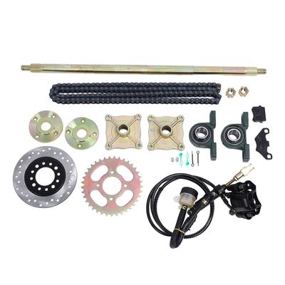 25.5in Go Kart Rear Live Axle Kit Rugged Enhanced Grip Sprocket Hub Brake Assembly Chain Disc for 50cc 70cc 90cc ATV