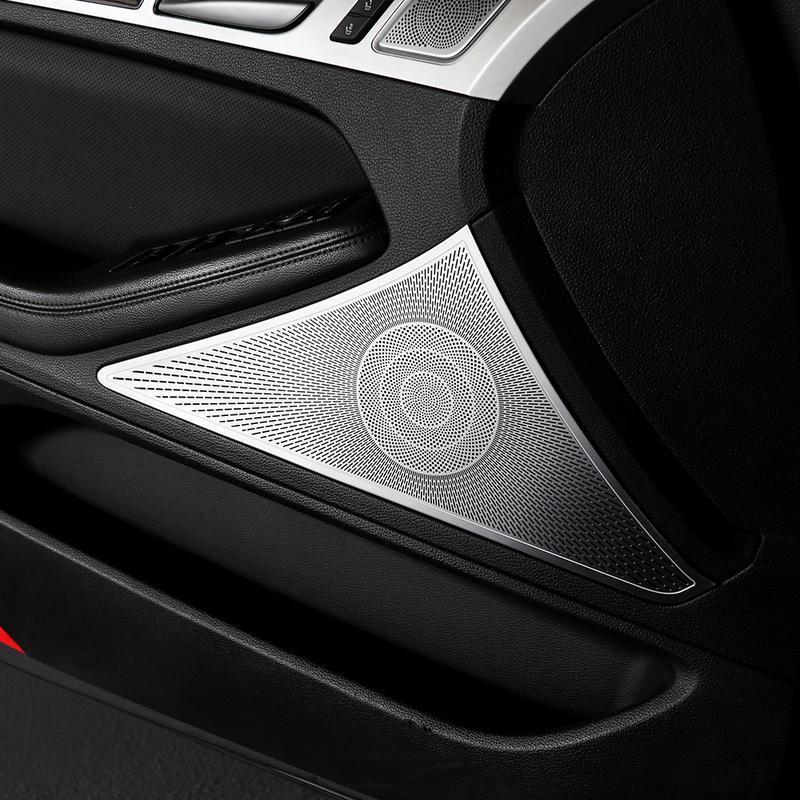 4PCS Stainless Steel Auto Interior Door Speaker Horn Protective Covers for Genesis G80 DH 2015- LHD RHD Trim Accessories