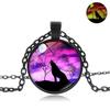 Glowing Howling Wolf Moon Gemstone Pendant Necklace Women's Fashion Versatile Black Sweater Chain