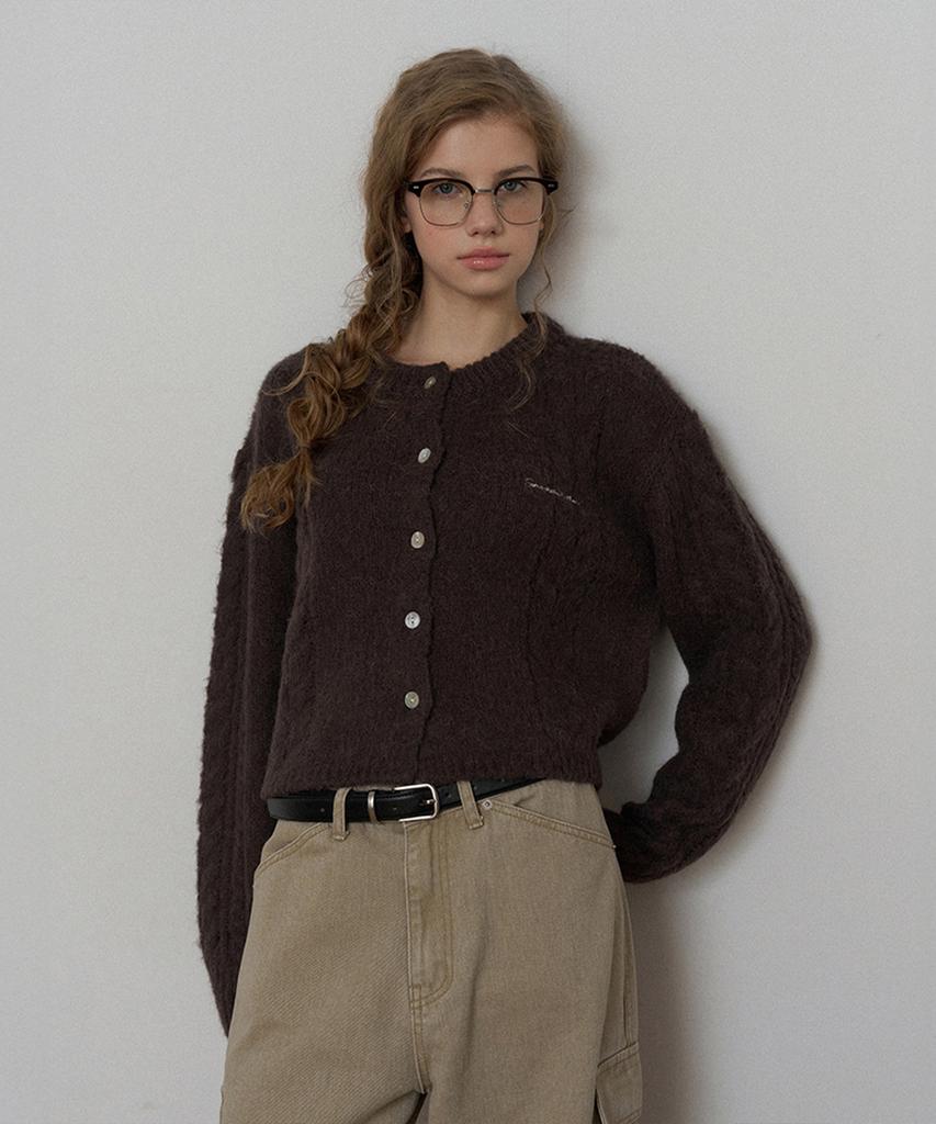 Sseomweeobeoteo Sandy Alpaca Brush Cardigan - Brown
