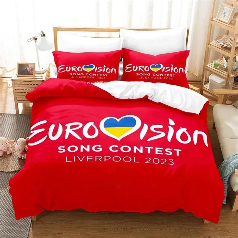 

Comforter 3D Printed Eurovision Song Contest Bedding Sets Exquisite Bed Supplies Set Bed Comforter Set Luxury Birthday Gifts Comforter (quilt)-EU Single(135*200cm)3pcs