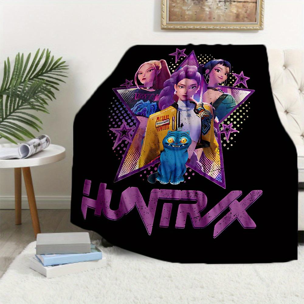 1Pc HUNTR/X Print Flannel Blanket, Comfortable for All Seasons, Home Decor, Warmth and Comfort, Perfect for Christmas Gifts821090