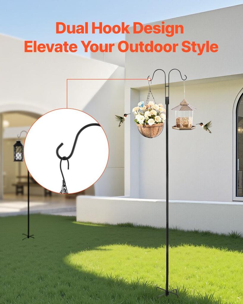 Double Shepherds Hook 8 Pack 1950mm Heavy Duty Bird Feeder Pole