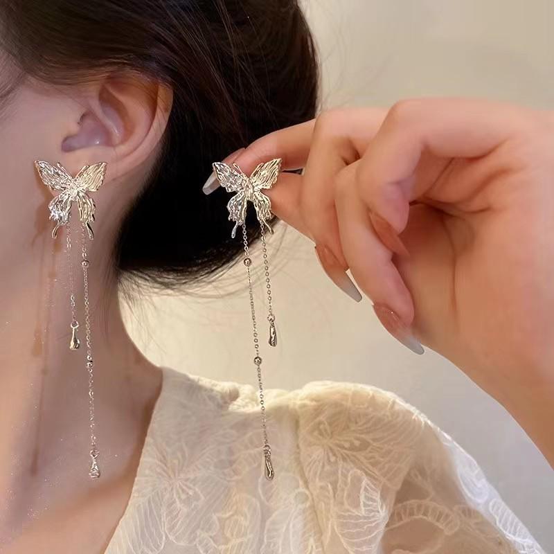 High-End Metal Butterfly Tassel Fairy Earrings