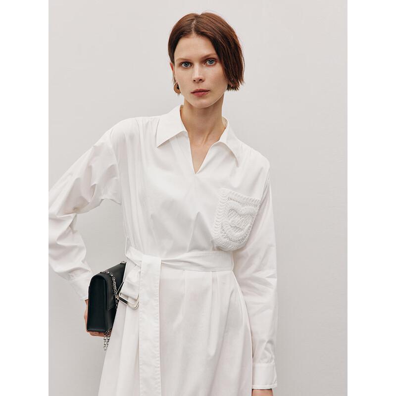 ELLE Women's Hollow V-Neck Shirt Dress