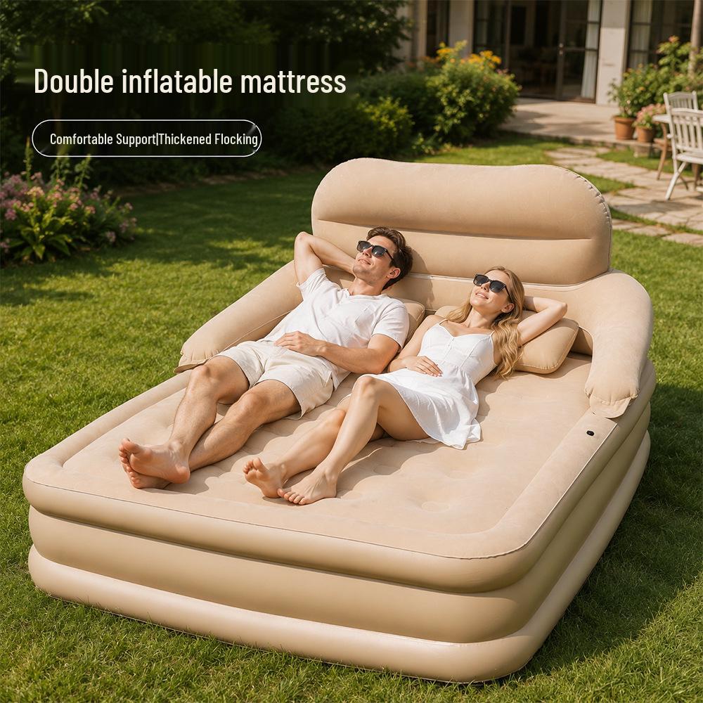 Popular Outdoor PVC Inflatable Mattress with Detachable Backrest Sofa Bed