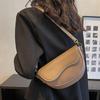 Women Vintage PU Leather Solid Color Flap Small Saddle Shoulder Underarm Bag Fashion Wide Strap Flap Design Crossbody Bag