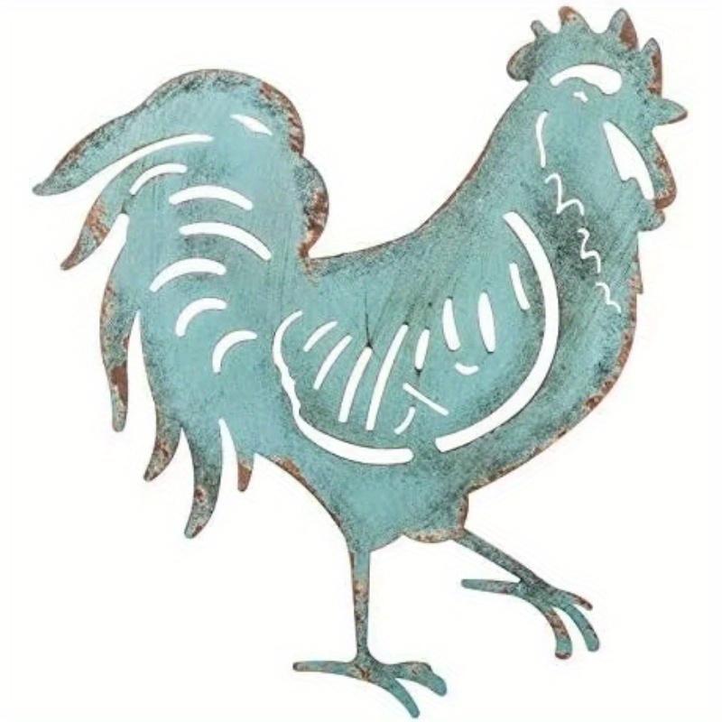Vivid Red French Rooster Metal Wall Decor, Farmhouse Sign for Indoor Outdoor Kitchen Yard Art, Garden Statue, Halloween Christmas New Year Gift
