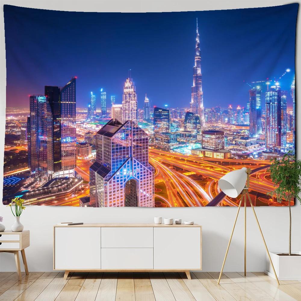 City Night View Tapestry Wall Hanging Bohemian Style Hippie Tapiz Witchcraft Aesthetics Room Home Decor