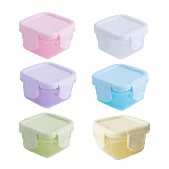 Yousheng 6Pcs/Set Mini Food Storage Box Portable Condiment Box with Leakproof Lid Reusable Airtight Sauce Containers for School Picnic Outdoor