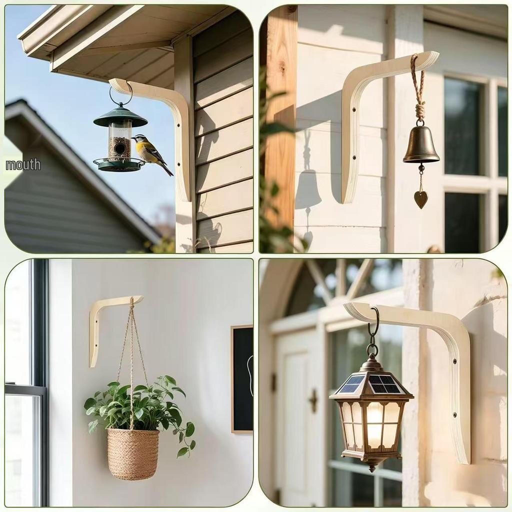 Solid Wood Wall Hook & Plant Hanger with Indoor Shelf