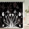Shower Curtain Black and White Floral Pattern 3D Printing Shower Curtain Polyester Waterproof Home Decor Curtain 180x180CM