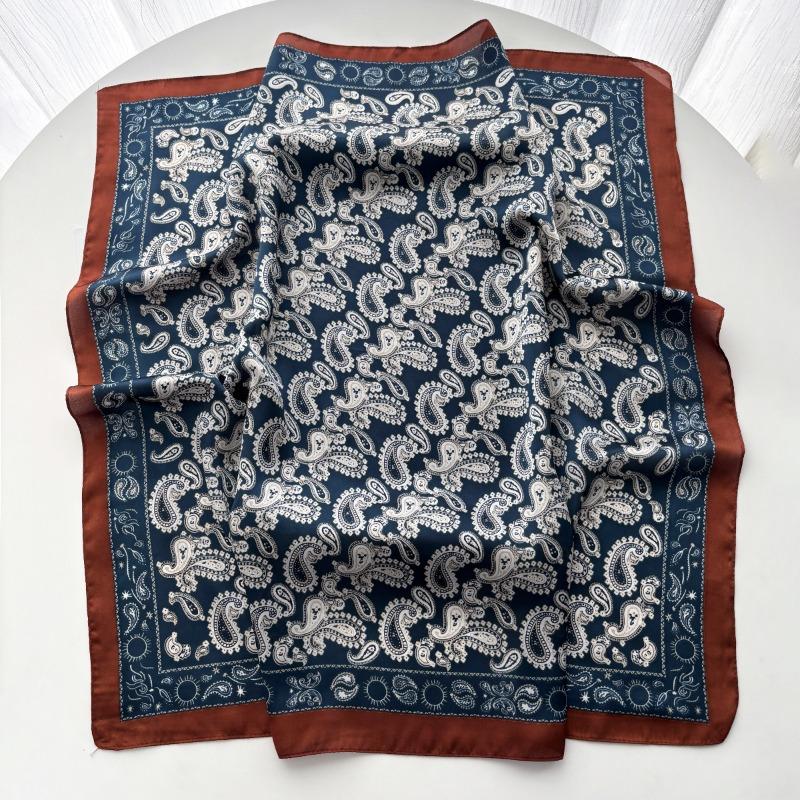 

New printed silk scarf professional wear scarf simulation silk scarf 70 small square scarf silk scarf retro three-dimensional accessories