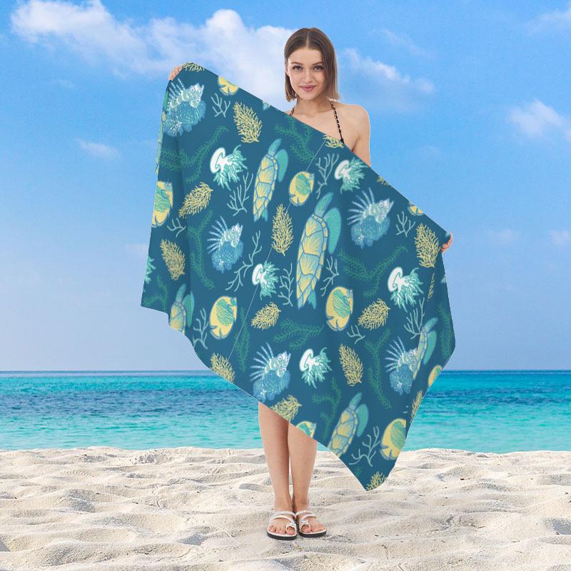 Tropical Palm Leaf Beach Towel Microfiber Quick Dry Absorbent Lightweight Monstera Print Towel for Beach Pool Vacation Travel