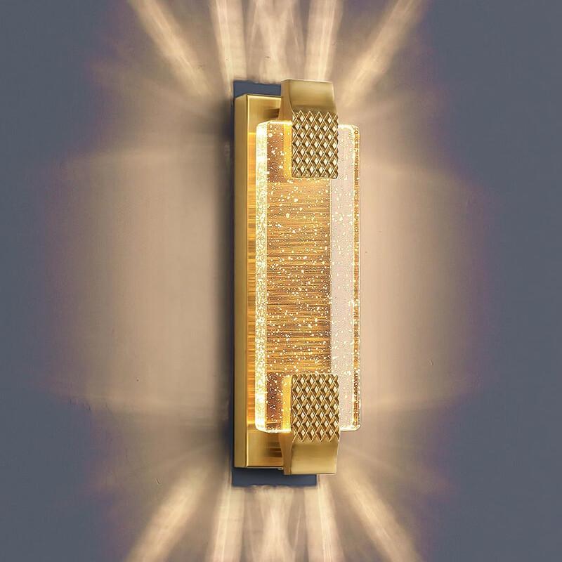 UOSU Large Gold Crystal Wall Sconce, 3-Color Light