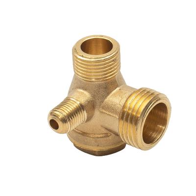 Brass Threaded Check Valve Connector with 3 Ports for Air Compressor Valve Repair and Replacement Fits Valve Sizes 10*16*20