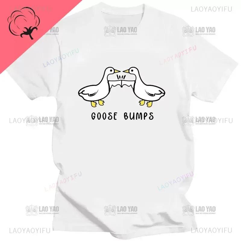 Kawaii Koszulka z Gęsią Zabawna Koszulka Gęsia Skórka Głupia Gęś Kobiety Mężczyźni Casualowe Topy do Dojazdów Oversizowa Koszulka Camisetas Koszulki na Zamówienie