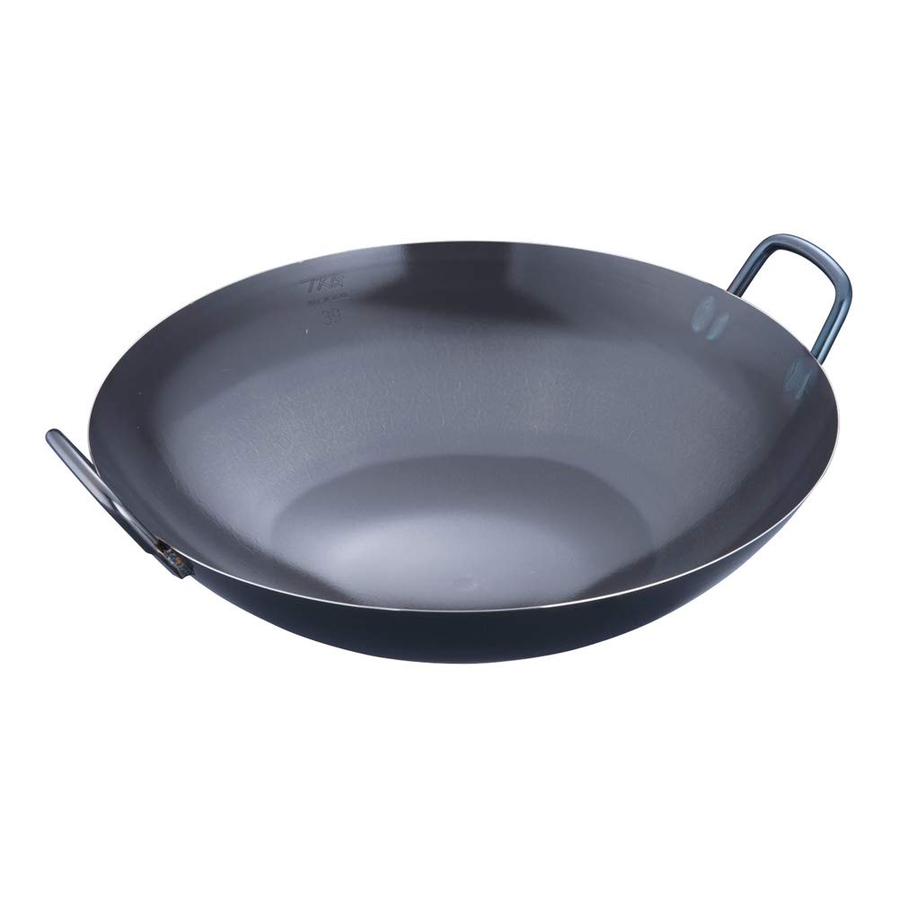 Endo Shoji Iron Wok, 39cm, Commercial Grade, Blue Tempered Steel, Made in Japan, ATYC603