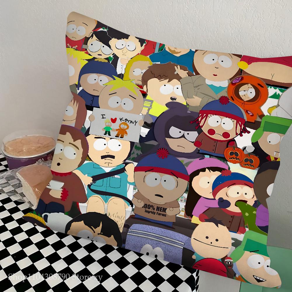 Funny S-South-P-Park Anime Pillow Case Square Pillow Bedroom Sofa Leisure Comfort Cushion Car Living Room Home Decoration