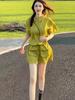 Trendy Green Hooded Short Sleeve Shorts Set for Women - 2026 Summer Collection