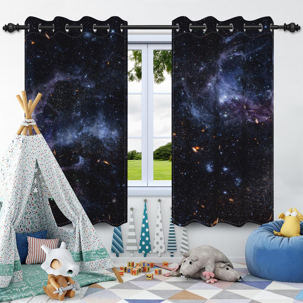 Cosmic Galaxy Planets Blackout Curtains Night Sky Stars Children Bedroom Window Decor Room Darkening Thermal Insulated Drapes