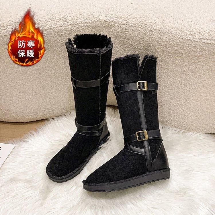 Fur Integrated Explosion Warm Thick-soled Snow Boots Women's 2024 New Winter Piled Thickened Long Cotton Boots