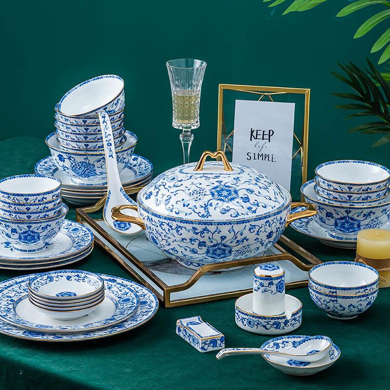 LISM Jingdezhen Blue & White Porcelain Dinnerware Set