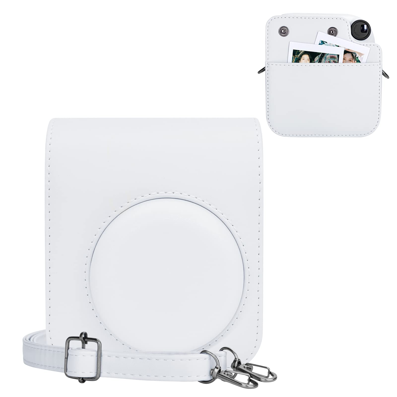 

kinokoo Instax Mini 12 Case, Fujifilm Instax Mini 12 Camera Case with Magnetic Closure and Shoulder Strap (White)