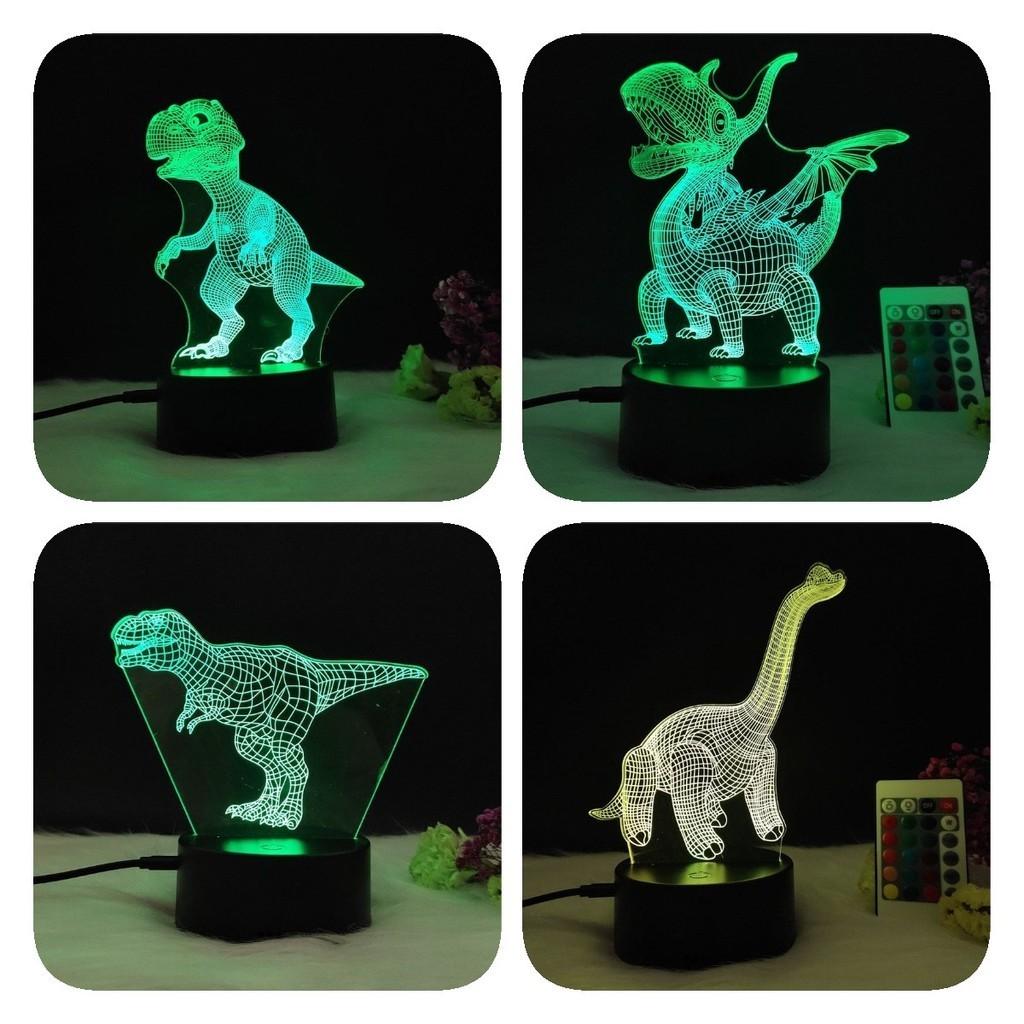 Led 3d Night Light Color Changing Touch Switch Dinosaur Shape Lamp Gift Kids