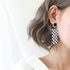 Korean Style Black White Plaid Dangle Earrings Women Earrings Ear Studs Checkerboard Earrings