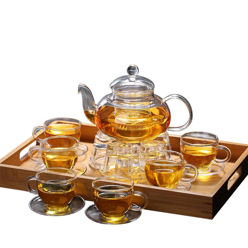 600/800/1000ml Heatable Glass Tea Set Filterable Heat-resistant Thickened Glass Teapot High Borosilicate Glass Flower Tea Pot