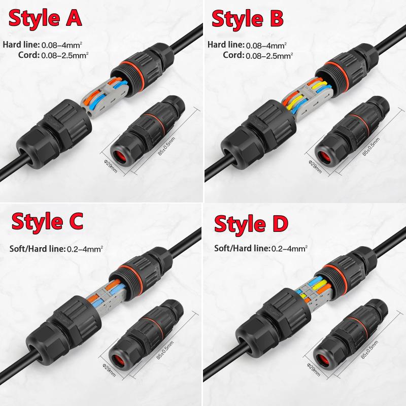 New 4-1PC IP68 Waterproof Joint Wire Quick Connection Connector 2/3 Pin Solder Less LED Lamp Wiring Outdoor Rainproof Terminal