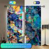 2pcs Brilliant Colored Glass Stone Printed Curtain for Home Decor - Rod Pocket Window Treatment for Bedroom   Office   Kitchen