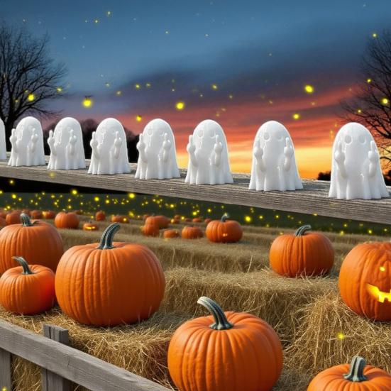 Halloween Finger Puppets Toy Finger Flip Off Ghost Figurines Cute Middle Finger Ghost Statue Gag Gifts for Trick or Treat Party Favors