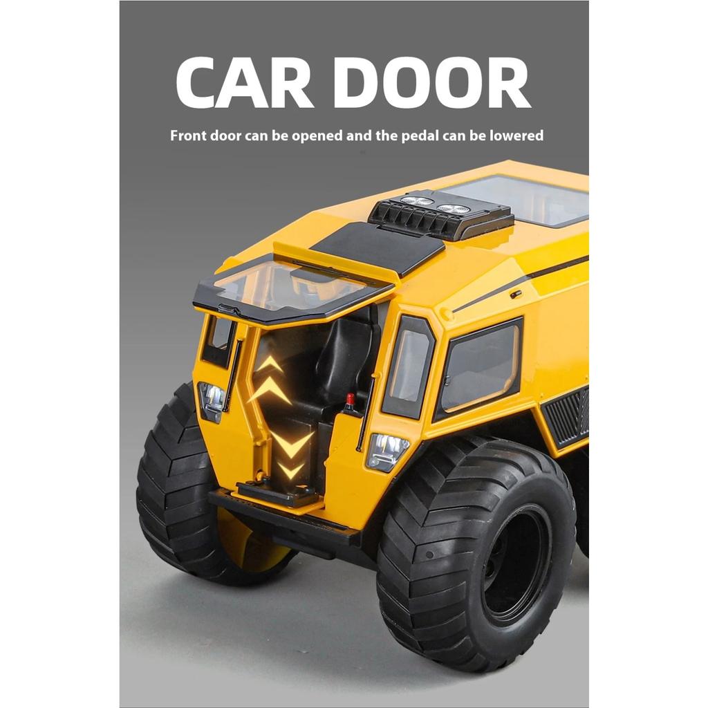 1/24 Scale Sherp All-terrain Car Model Toy Metal Diecast Sound Light Pull Back Shock Absorption Off Road Vehicle Gifts for Kids