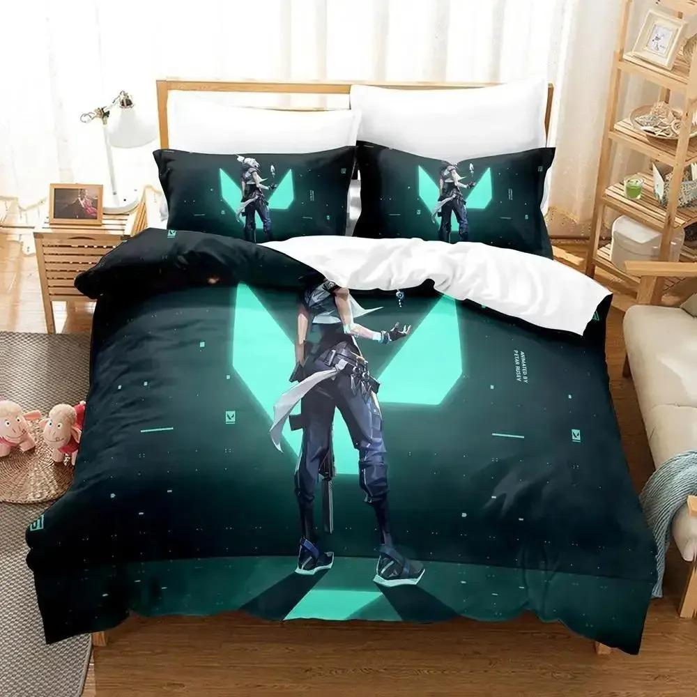 Nuovo Set Biancheria da Letto Gioco Jett Valorant Singolo Gemello Matrimoniale Queen King Size Set Letto Adulto Bambino Camera da Letto Copripiumino Set Anime Letti