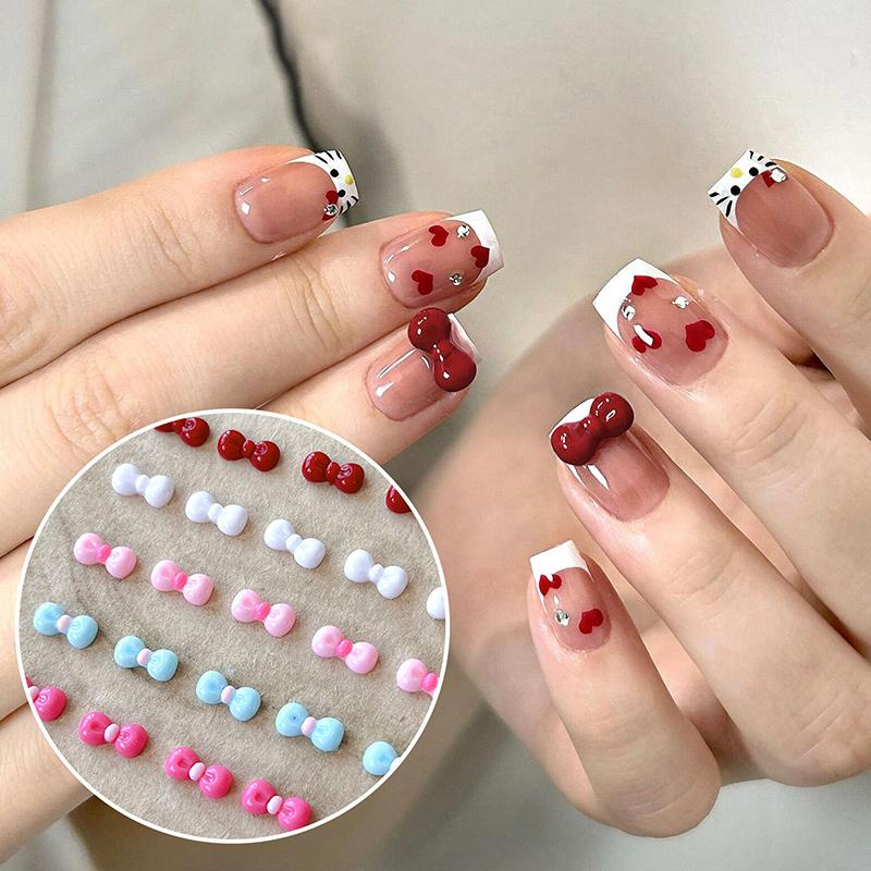 10Pcs 3D Bowknot Nail Art Charms Colorful Resin Jewelry Women Nail Decoration Bow Nail  Manicure Salon Diy Gift