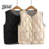 Women Loose Fit Vest Winter Layering Coat with Storage Bag Thin Padded Press Button Closure