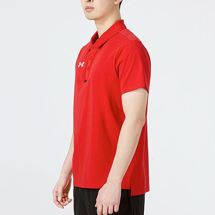 Under Armour Logo Print Knit Sports Polo Shirt Men Tops Red 22500513-600