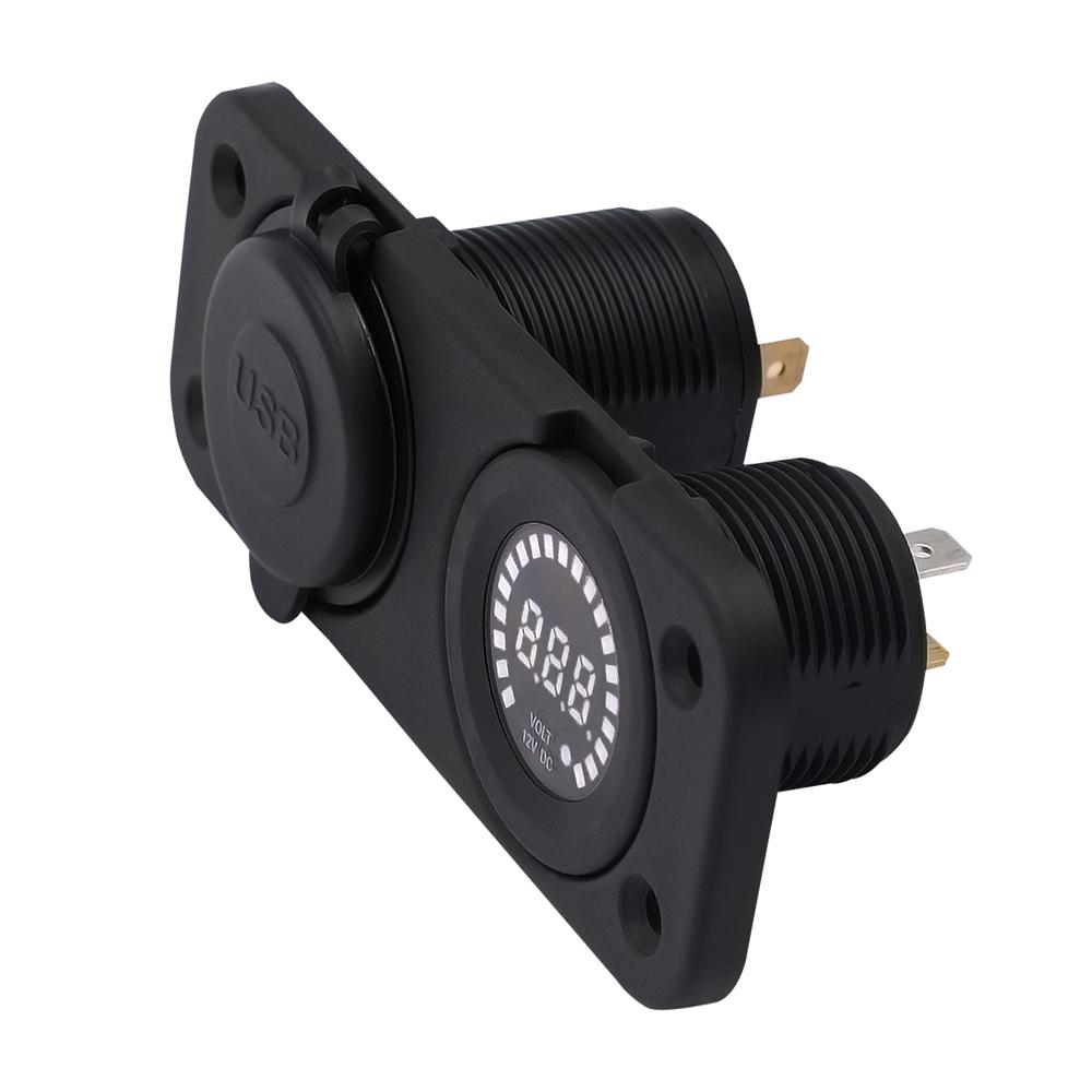 12 V LED Duel Auto 2 USB-Port Ladegerät mit DC Voltmeter Digital Auto/Motorrad/Boot Zigarettenanzünder Buchse Splitter