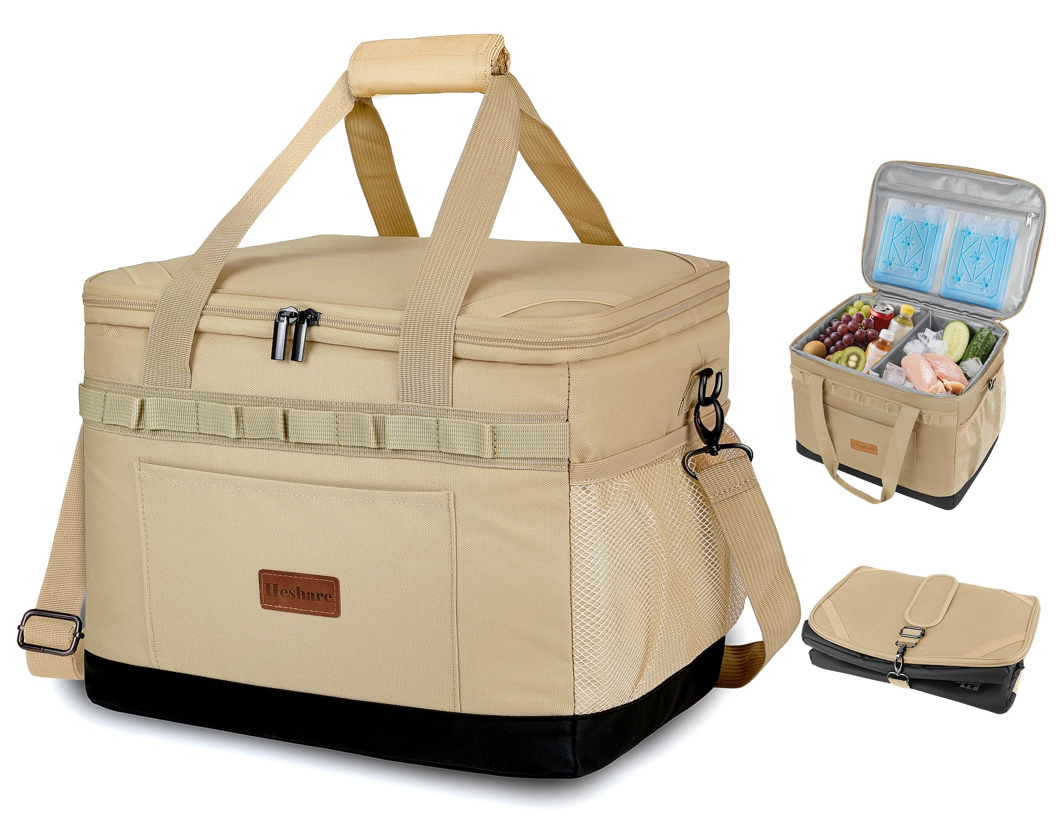 

Heshare Термобокс, Большая вместимость, 30 л, Водонепроницаемый, 4-слойный изоляционный, Герметичный, Сохраняет еду холодной, теплой и свежей, Складной и для хранения,