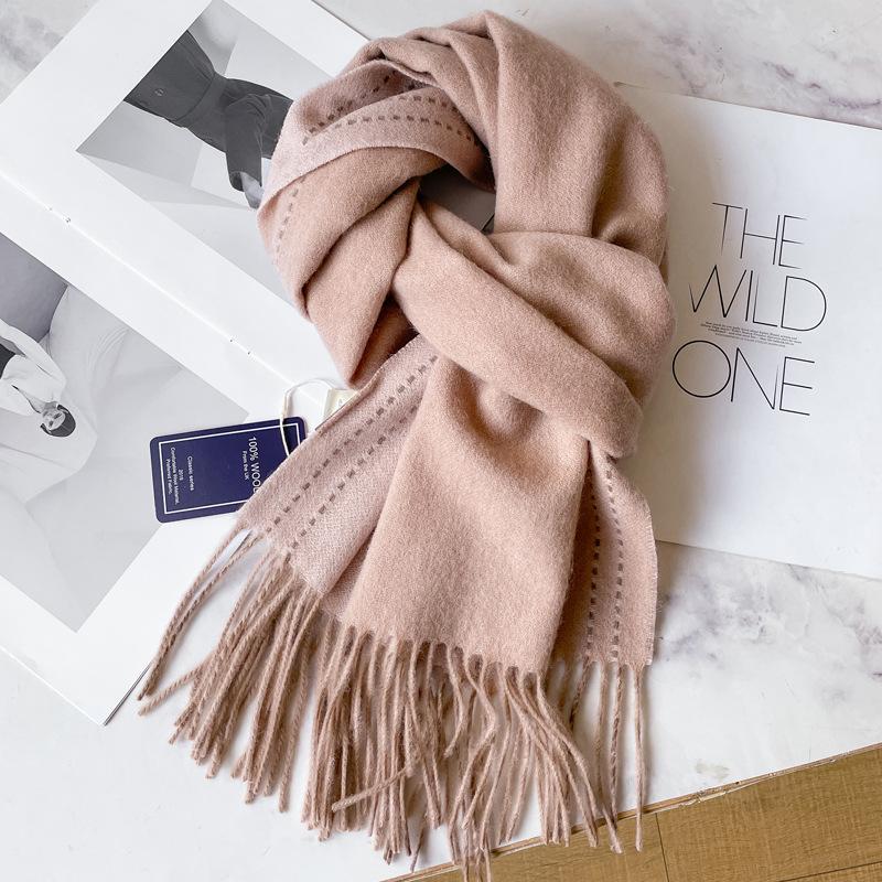 100 wool scarves men's winter dark blue plaid cashmere scarf high-end gift boyfriend dad double-sided shawl