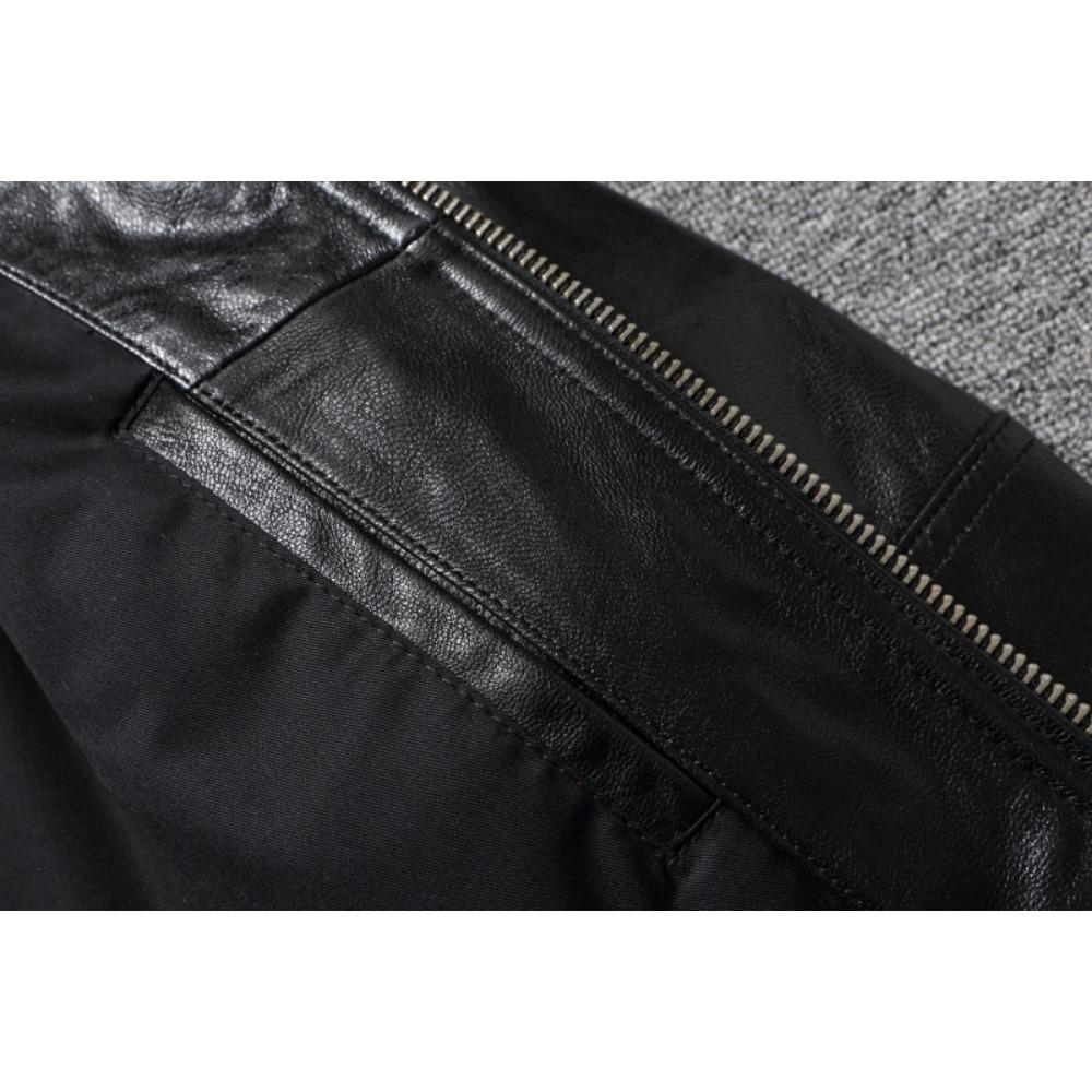 Chinese Size Men Leather Jacket Uncoated Goatskin Leather Soft Slim Spring Autumn