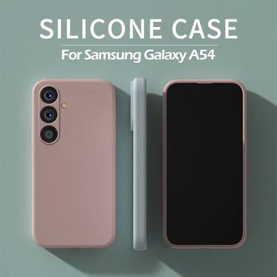 כיסוי יוקרתי מסיליקון נוזלי למכשיר Samsung A54 5G, מגן עדשת מצלמה, כיסוי אחורי רך למכשירי Samsung Galaxy A54 A 54 5G
