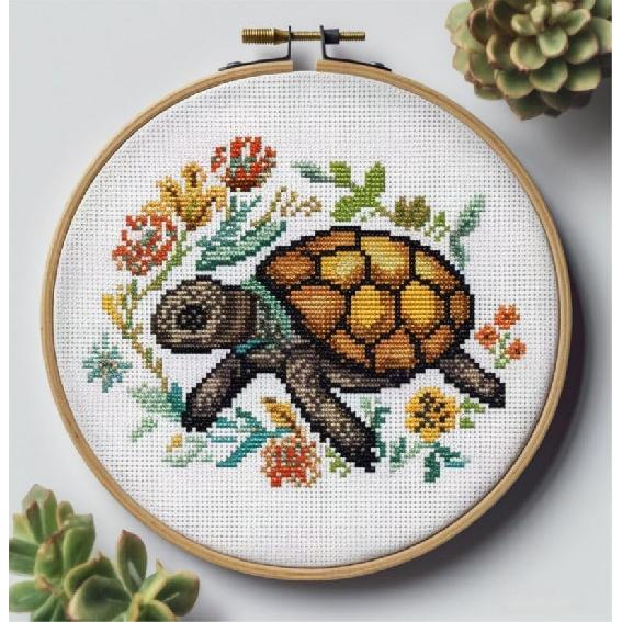 Generic Counted Easy Cross Stitch Kits Sea Turtle Color Stamped Embroidery for Starter Kits DIY 11CT Stamped Patterns Embroidery Needlework Kit