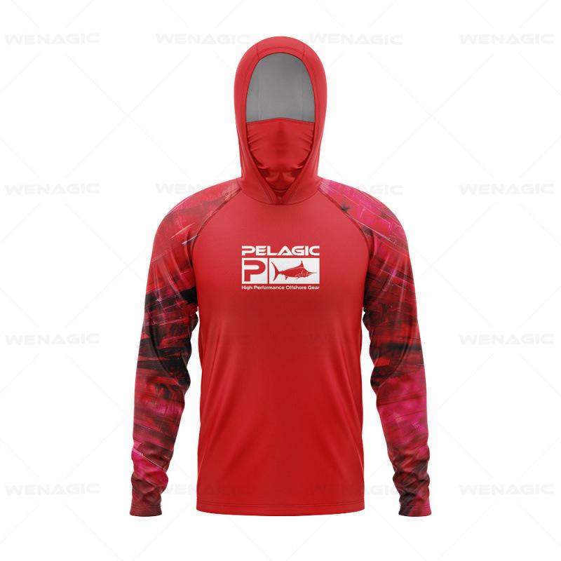 Camicia da pesca estiva da uomo con cappuccio, manica lunga, leggera e ad asciugatura rapida